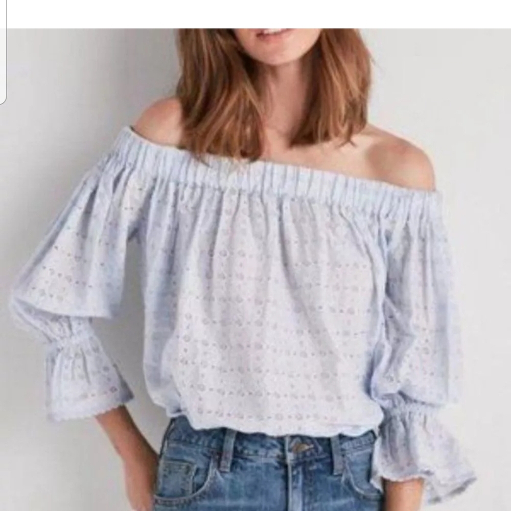 Lucky Brand White Crop Top with Eyelet Design